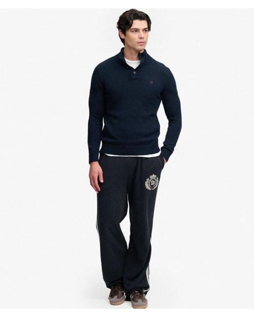 Superdry Blue & Co Cotton Button Henley Jumper for men