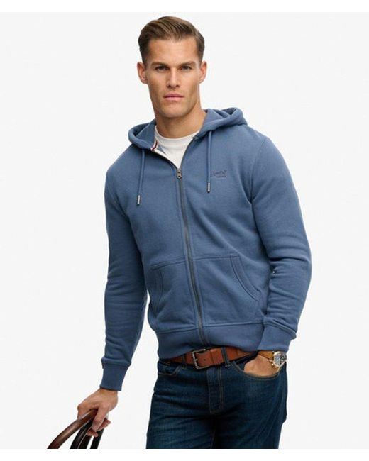 Superdry Blue & Co Essential Logo Half Brushed Zip Hoodie for men