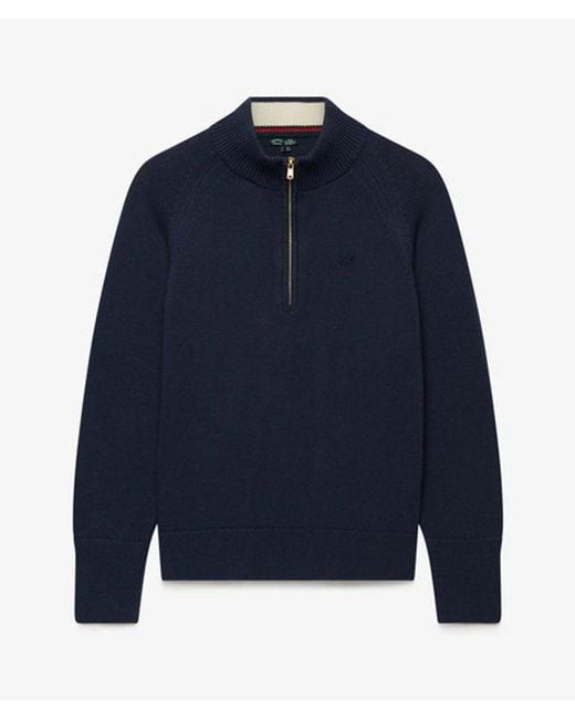 Superdry Blue Classic Cotton Knit Half Zip Jumper