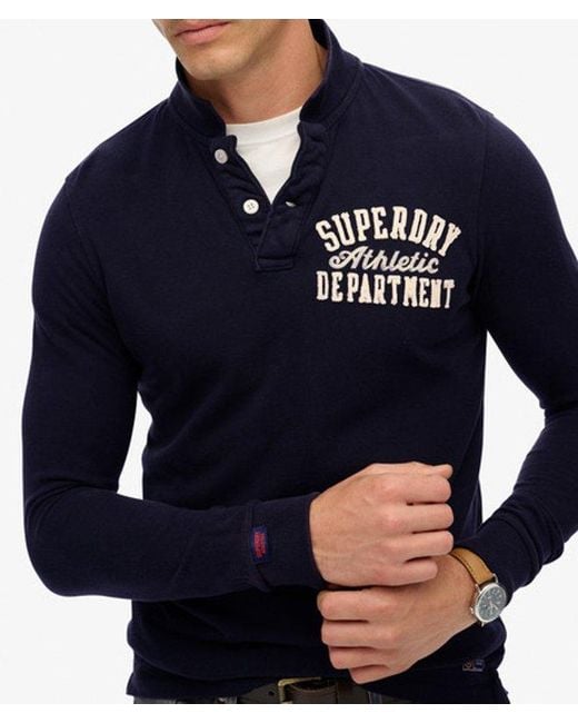 Superdry Vintage Athletic Polo Met Lange Mouwen in het Blue voor heren