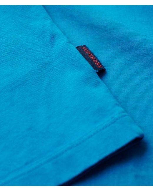 Superdry Blue Essential Logo Embroidered Neon T-Shirt for men