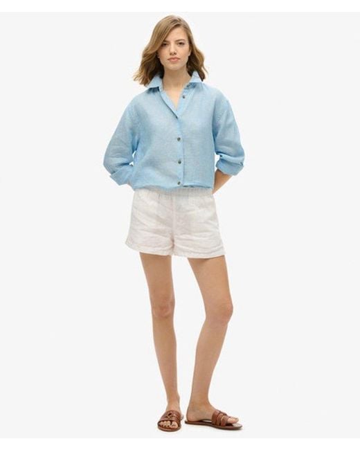 Superdry Blue & Co Casual Linen Boyfriend Shirt
