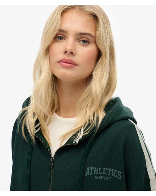 Superdry Athletic Essentials Hoodie Met Losse Pasvorm En Rits in het Green
