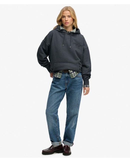Superdry Blue & Co Luxe Casual Embroidered Relaxed Hoodie