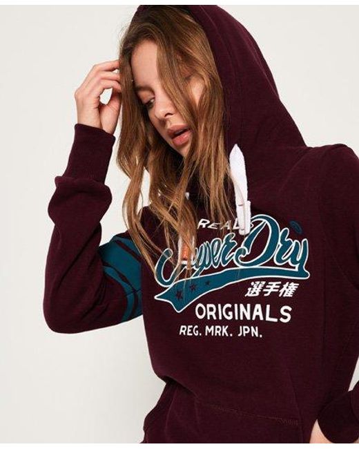 Superdry Red First Team Hoodie Fig