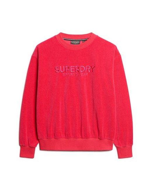 Superdry Red Velour Graphic Boxy Crew Sweatshirt