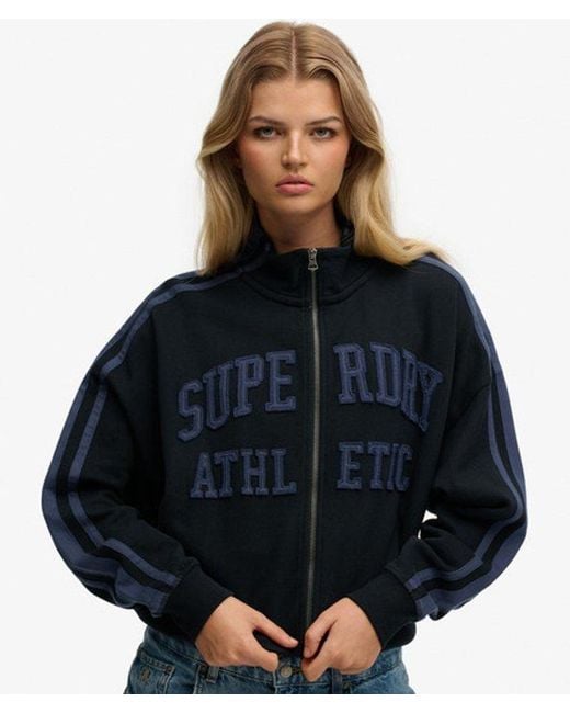 Femme Sweat Zippé Athletic Essentials À Appliqué Coupe Ample Taille Superdry en coloris Blue