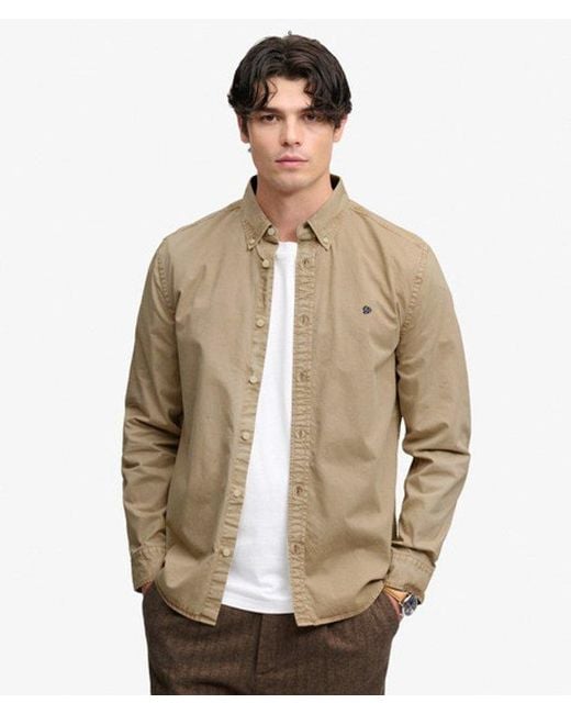 Superdry Natural Garment Dyed Long Sleeve Shirt for men