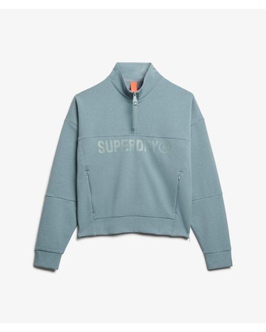 Superdry Blue & Co Active Tech Logo Relaxed Half Zip Sweatshirt