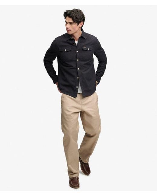 Superdry Blue Herringbone Workwear Shirt for men