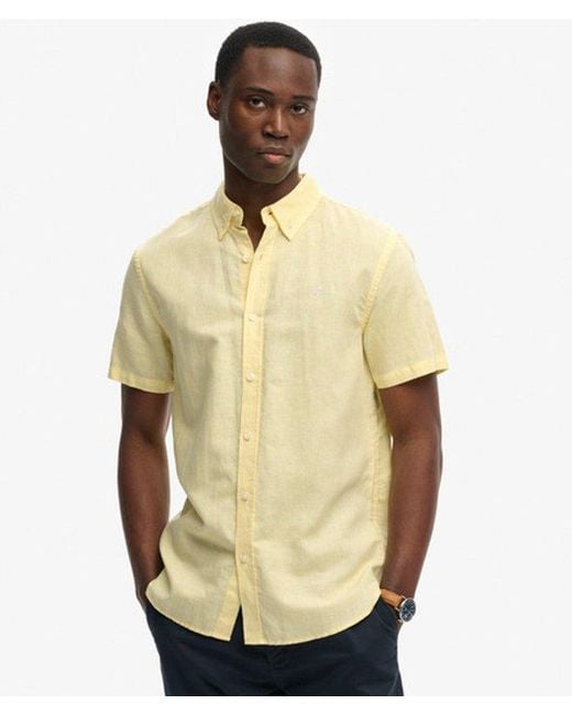 Superdry Natural Cotton Linen Short Sleeve Shirt for men