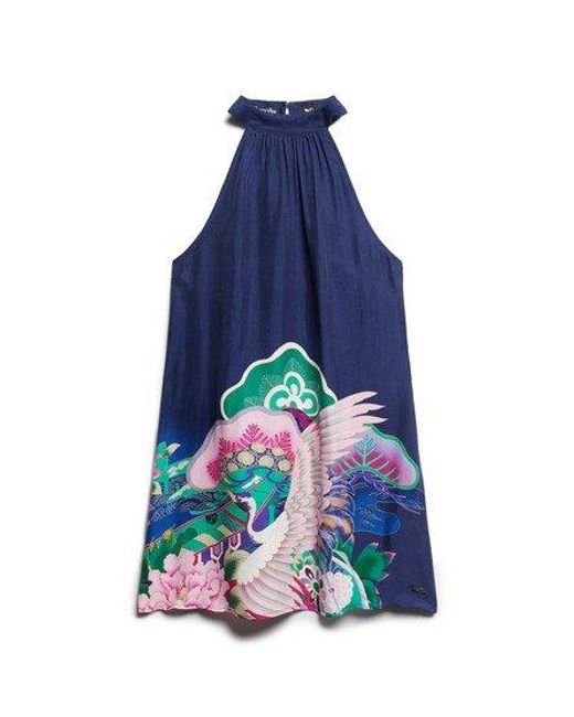 Superdry Mouwloze Mini-jurk Met Print in het Blue
