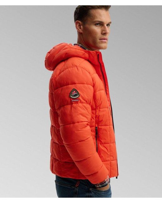 Superdry Red & Co Hooded Box Quilt Fuji Lite Jacket for men