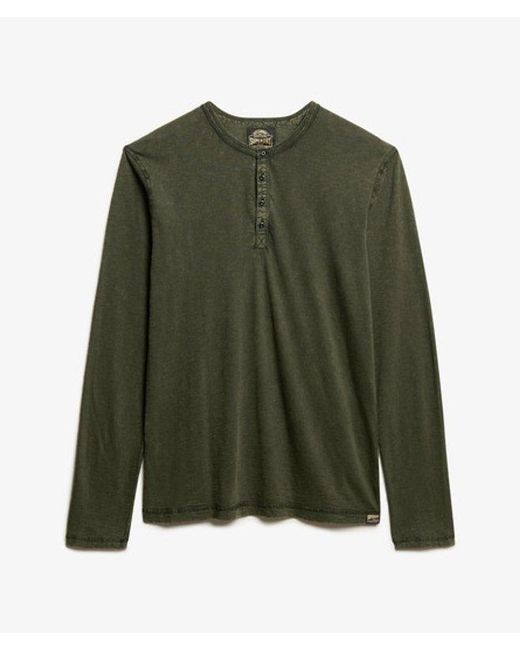 Superdry Green Long Sleeved Jersey Grandad Top for men