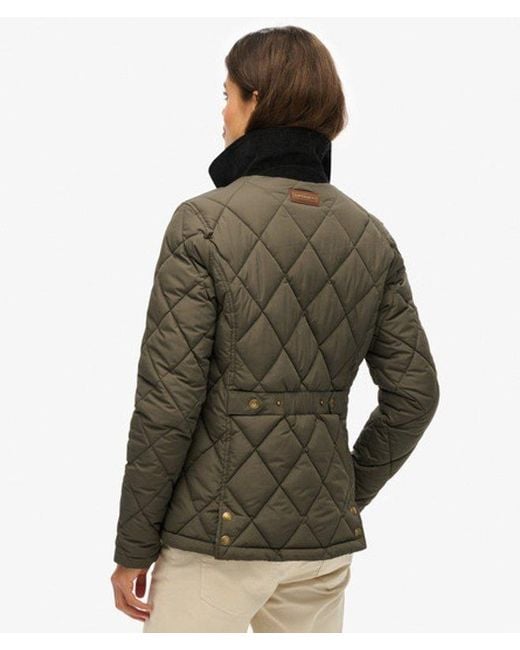 Superdry Gevoerde Jas Met Ribfluwelen Afwerking in het Green