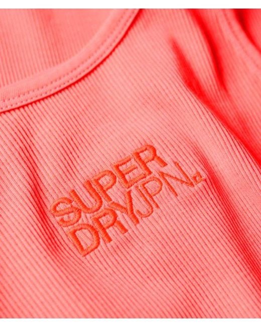Superdry Pink & Co Cotton Slim Fit Embroidered Rib Racer Dress