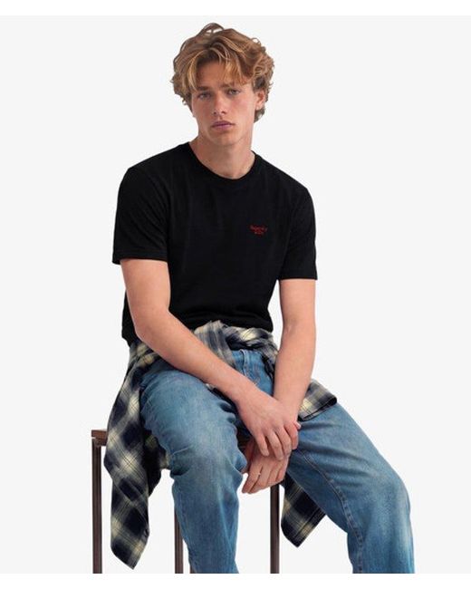 Superdry Black & Co Essential Serif Logo Embroidered T-shirt for men