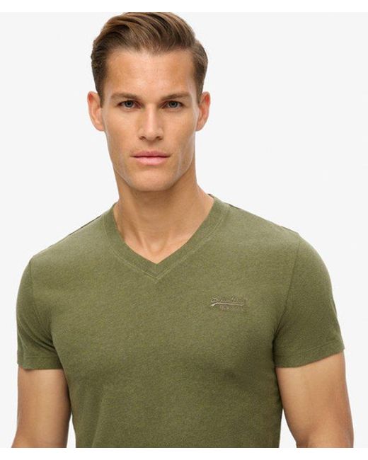 Superdry Green & Co Organic Cotton Essential Logo V Neck T-shirt for men