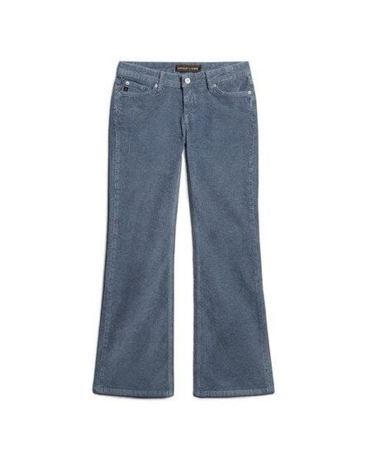 Superdry Blue Low Rise Cord Flare Jeans