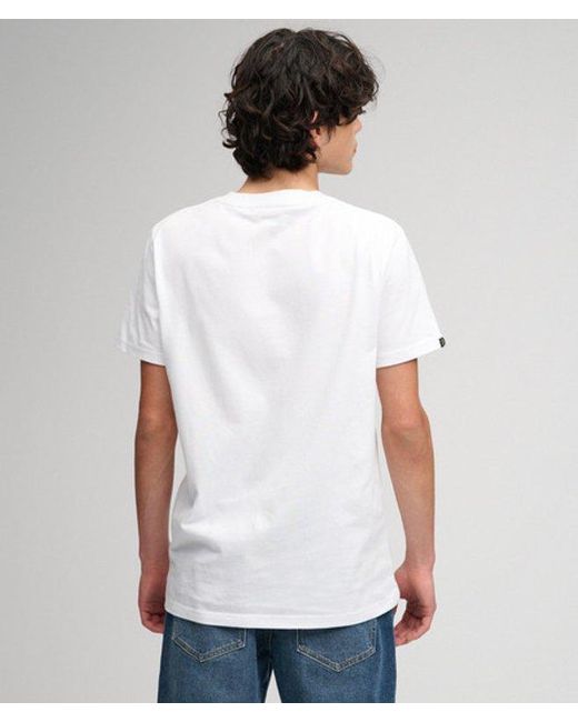 Superdry White & Co Essential Stacked Logo Embroidered T-shirt for men
