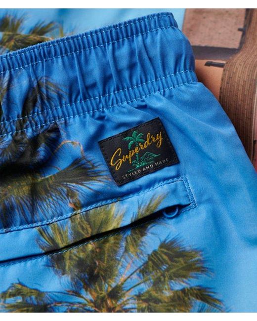 Superdry Blue & Co Classic Photographic 17-inch Recycled Swim Shorts for men