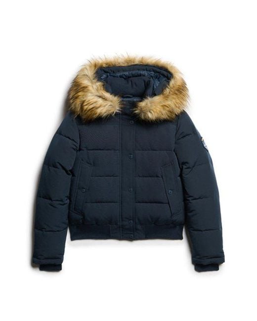 Superdry Blue Everest Hooded Bomber Jacket
