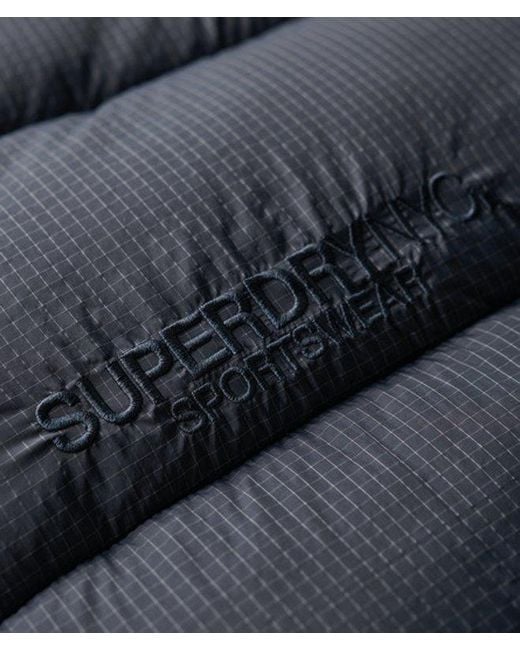 Superdry Blue & Co Classic Quilted Ripstop Long Puffer Coat for men