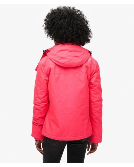 Superdry Pink & Co Fully Lined Embroidered Logo Hooded Mountain Windbreaker Jacket