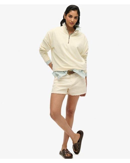 Superdry Natural Velour Half Zip Sweatshirt