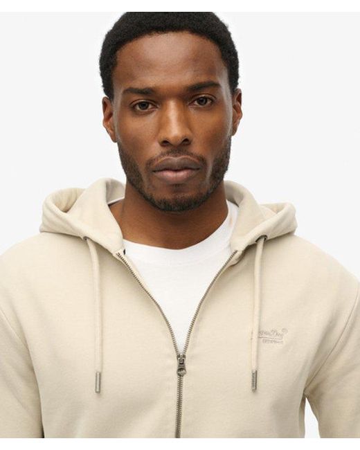 Superdry Natural Essential Logo Half Brushed Zip Hoodie for men