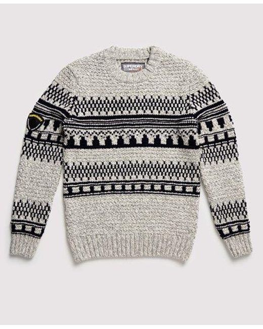 Superdry Gray Jackson Crew Jumper Concrete Twist for men