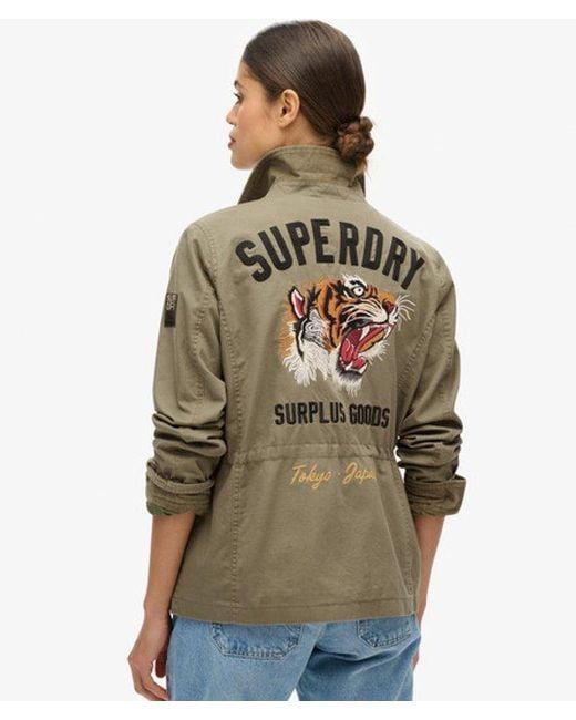 Superdry Brown Embroidered M65 Military Jacket