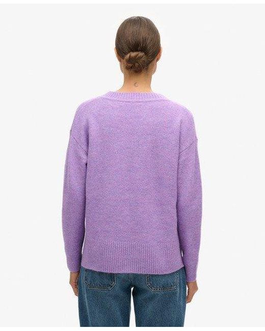 Superdry Purple Oversized V Neck Jumper