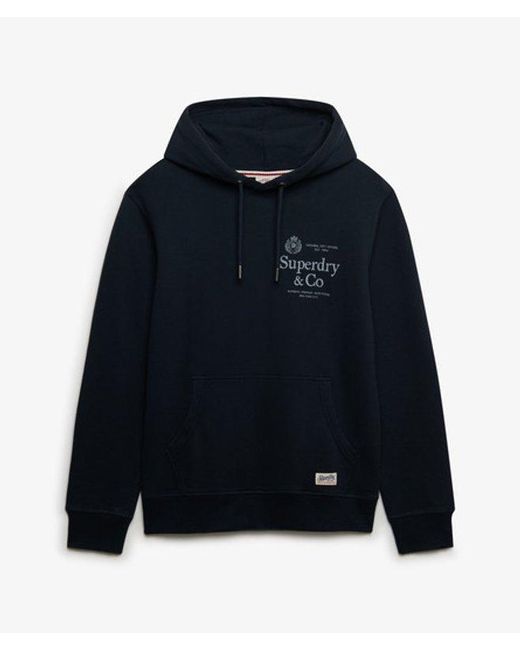 Superdry Blue 1954 Company Relaxed Hoodie for men