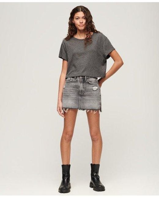Superdry Gray Slouchy Cropped T-shirt