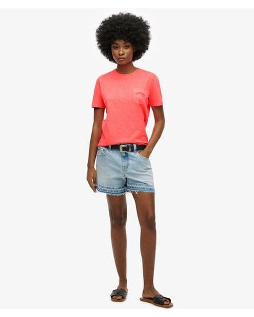 Superdry Red & Co Essential Logo Garment Dye Pocket T-shirt
