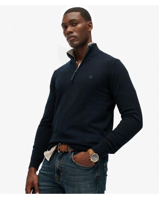 Superdry Blue & Co Essentials Cotton Half Zip Jumper for men