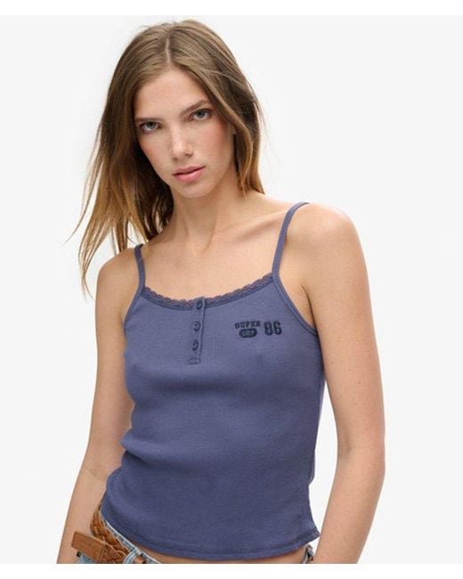 Superdry Blue & Co Athletic Essentials Graphic Button Cami