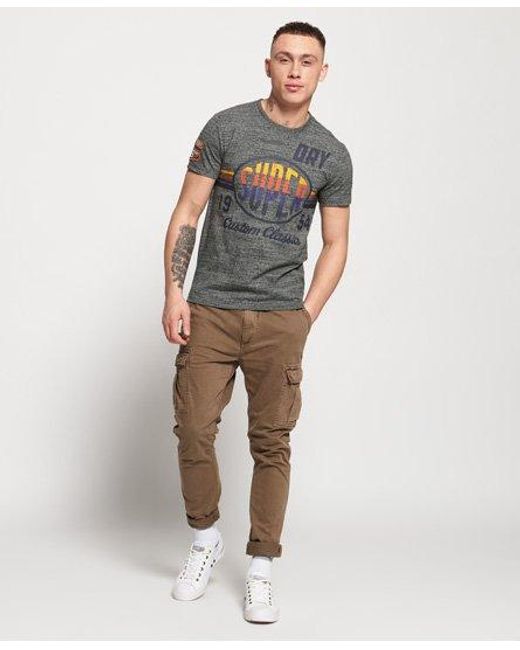 Superdry Gray Custom Classics T-Shirt Flint Grit for men
