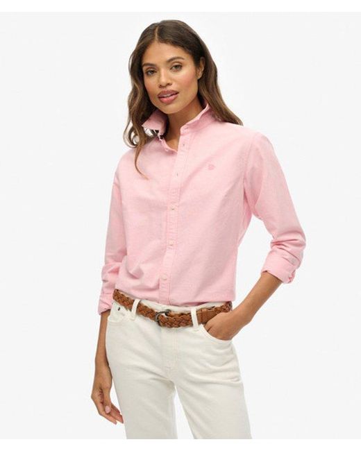Superdry Pink & Co Slim Oxford Long Sleeve Shirt