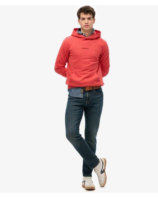 Superdry Red Micro Logo Hoodie for men