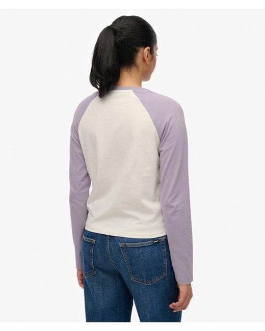 Superdry Gray & Co Essential Logo Long Sleeve Baseball Top