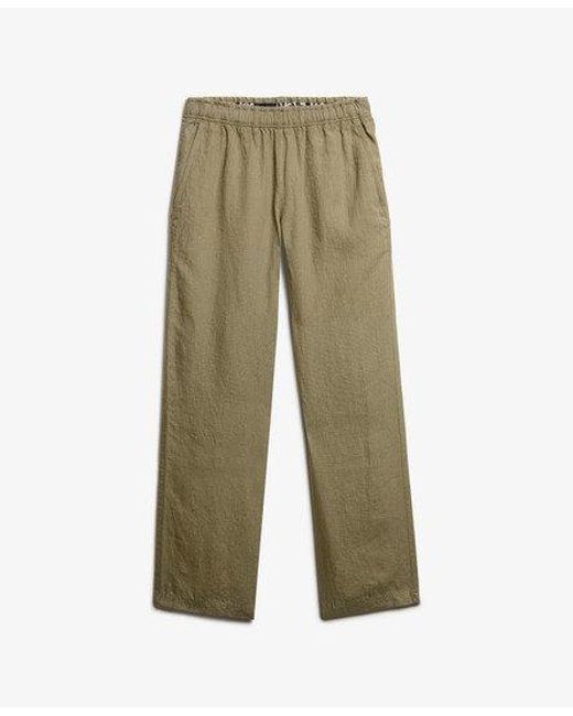 Superdry Linnen Broek Met Trekkoord in het Green