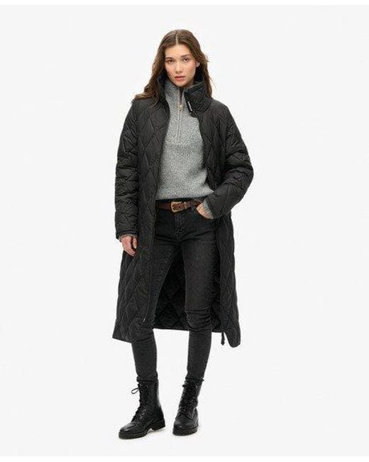 Superdry Black Superlong Quilted Liner Coat