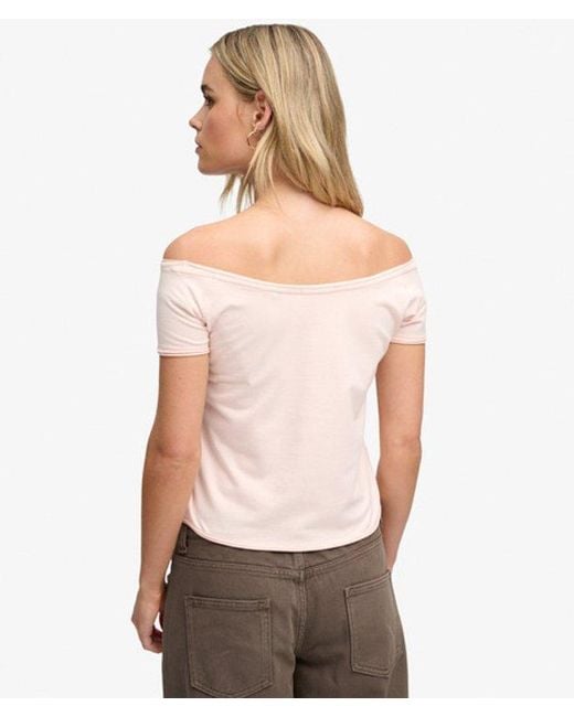 Superdry Natural Bardot Short Sleeve Off Shoulder Top