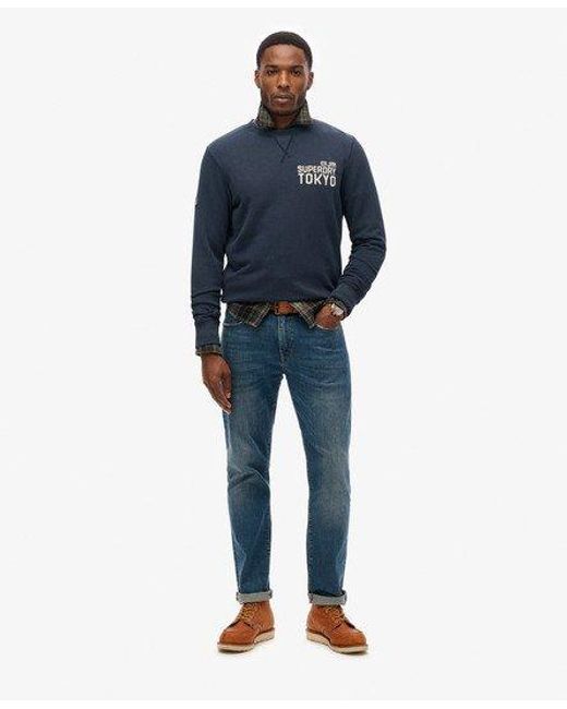 Superdry Blue Workwear Applique Sweatshirt for men