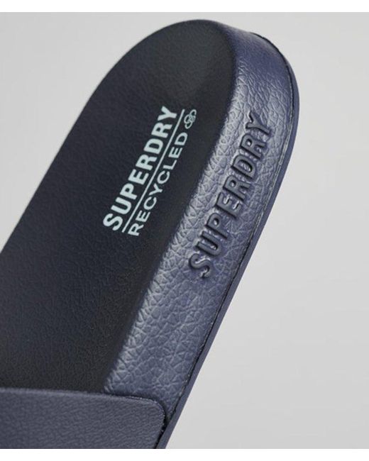Superdry Blue Ladies Classic Logo Print Code Pool Sliders