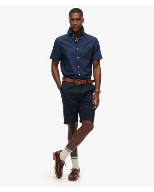 Superdry Blue & Co City Cotton Linen Short Sleeve Shirt for men