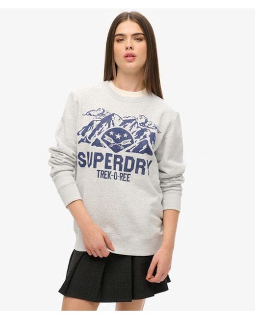 Superdry White Oversized Outdoors Graphic Crew Sweatshirt