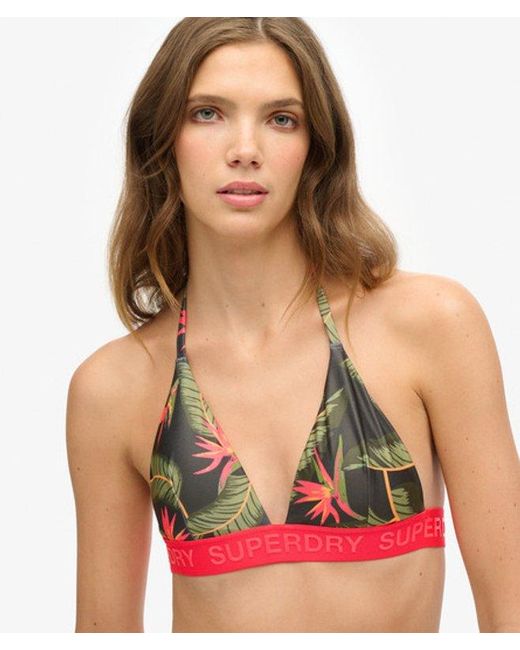 Superdry Red & Co Logo Triangle Bikini Top